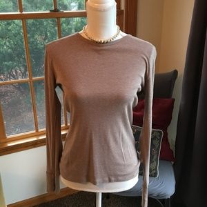 Gap Ladies Long Sleeved Tee Light Brown Medium